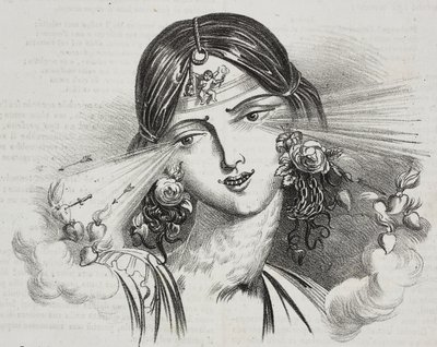 Feminin skjønnhet, karikatur av Jean-Jacques Grandville (1803-1847), litografi av Gaetano Riccio fra Poliorama Pittoresco, n 20, 24. desember av Grandville