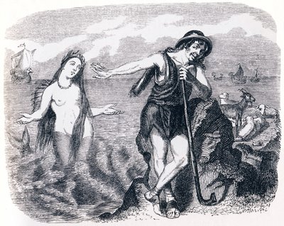 Sheparden og havet (Le berger et la mer) - Fabler av La Fontaine av Grandville