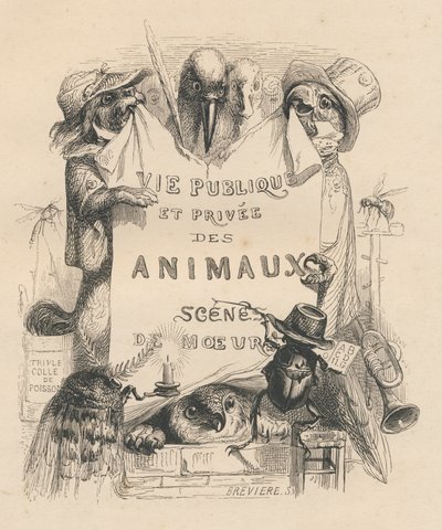 Frontispice av boken "Scener fra dyrenes private og offentlige liv". Paris, J. Hetzel og Paulin av Grandville