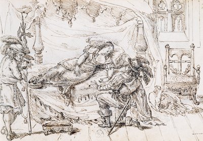 Tornerose, illustrasjon til eventyr av Charles Perrault (1628-1703), gravering av Grandville (1803-1847) av Grandville