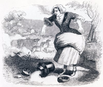 The Dairy Girl and the Milk Jar - Fables av La Fontaine av Grandville