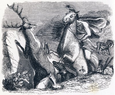 Hesten ville hevne hjorten - Fables av La Fontaine av Grandville