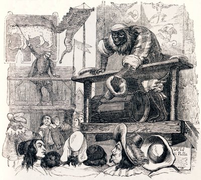Apen og leoparden (Le singe et le leopard) - Fabler av La Fontaine av Grandville