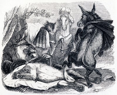 Den gamle løven - Fabler av La Fontaine av Grandville
