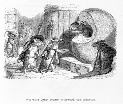 Rotten som trakk seg ut av verden - i "" Fables"" de La Fontaine, ill. av Grandville av Grandville