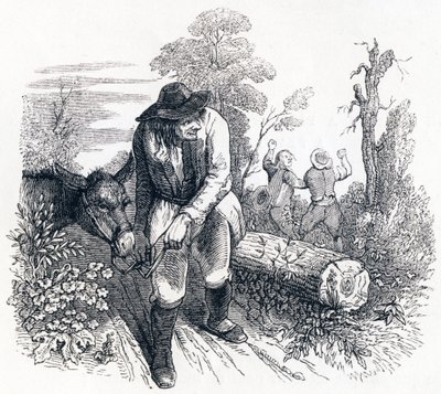 Theft and the Donkey - Fables av La Fontaine av Grandville