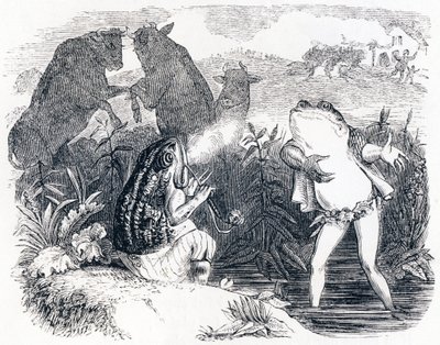 De to oksene og en frosk - Fabler av La Fontaine av Grandville