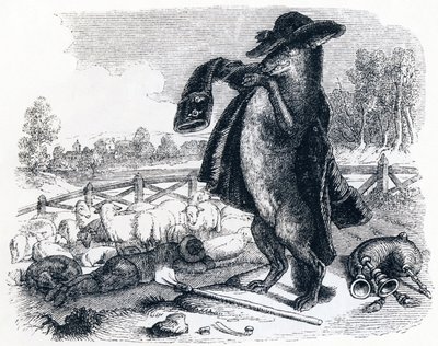 Ulven som blir gjeter (Le loup devenu berger) - Fabler av La Fontaine av Grandville