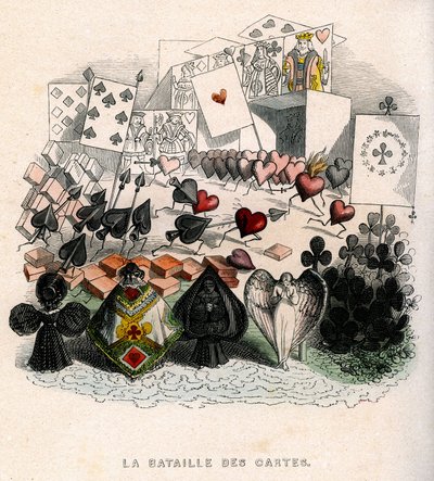illustrasjon: En kamp om kort å spille, for "Un Autre Monde", utgave Fournier av Grandville