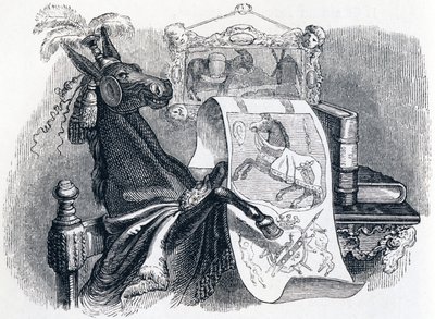 muldyret som skryter av sin slektshistorie (Le mulet se vantant de sa genealogie) - Fabler av La Fontaine av Grandville