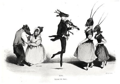 Et par hunder, fra Les Metamorphoses du Jour-serien av Grandville