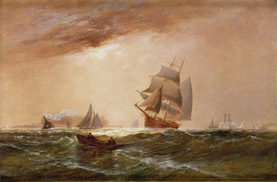 Skip i New York havn, 1891 av Granville Perklins