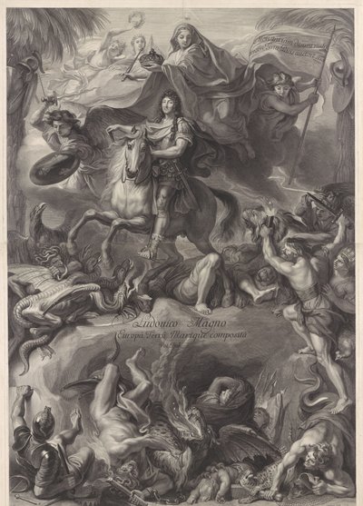 Allegorisk rytterportrett av Louis XIV, konge av Frankrike av Gérard Edelinck