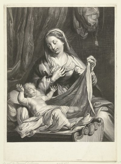Maria med Kristusbarn i Manger av Gérard Edelinck