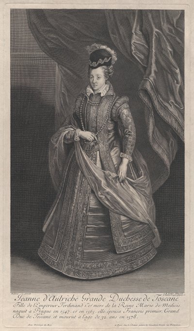 Portrett av Joanna av Østerrike, storhertuginne av Toscana, ca. 1707 av Gérard Edelinck