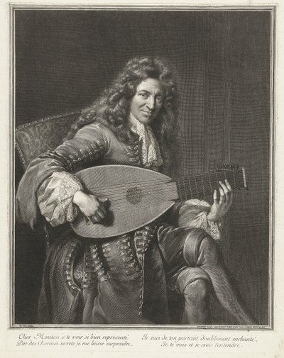 Portrett av komponisten Charles Mouton (ca. 1626-1710) av Gérard Edelinck