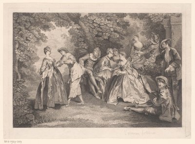 Parklandskap med elegant selskap av Gérard Jean Baptiste Scotin (II)