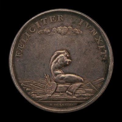 Emblems of the Arts med Belvedere Torso baksiden, 1673. av Gérard Léonard Hérard
