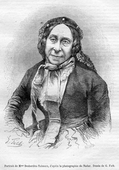 Marceline Desbordes Valmore portrettgrav av «Gérard» d’après Georges Fath d’après Nadar