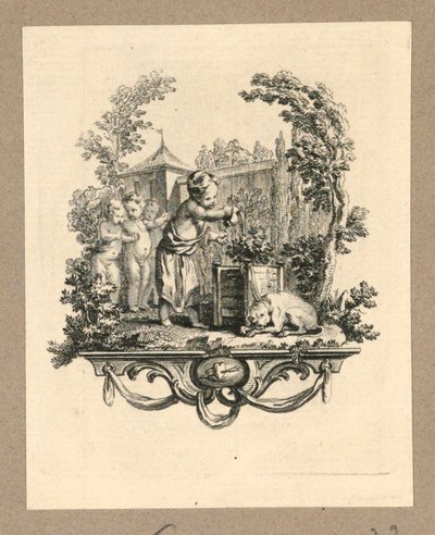 Barn som vanner en plante av Gravelot
