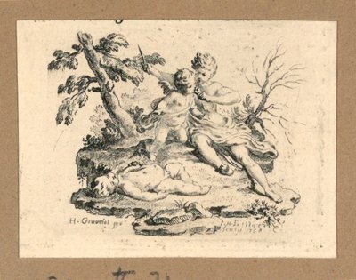 Amor som har Amor spise hjertet til en gutt, som hun har kuttet ut av Gravelot
