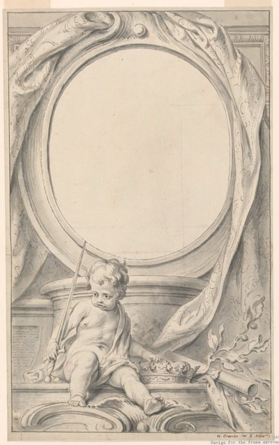 Design for ramme rundt portrettet av William Russell, første hertug av Bedford av Gravelot