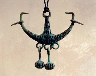 Ankerformet anheng, smykker i bronse, fra Axioupolis, Hellas, gresk sivilisasjon, 8.-7. århundre f.Kr. av Greek
