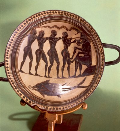 Beger som viser Ulysses blendende Polyphemus, keramikk med svarte figurer, Hellas, gresk sivilisasjon, 6. århundre f.Kr. av Greek