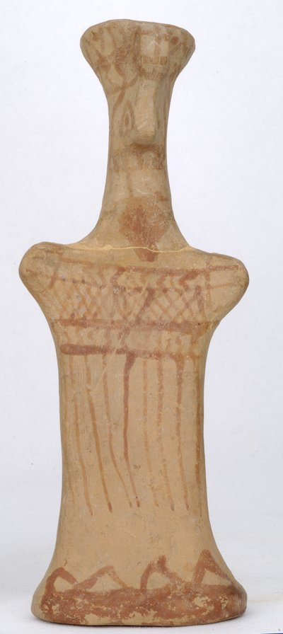 Figur av en stående kvinnelig, boeotisk verksted, arkaisk periode (malt leire) av Greek