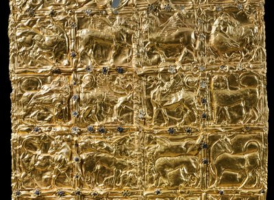 Folie med preget dekor fra Delphi (gull) (detalj av 593279) av Greek