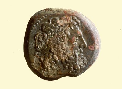 Hellenistisk mynt med hodet til Zevs (metall) av Greek