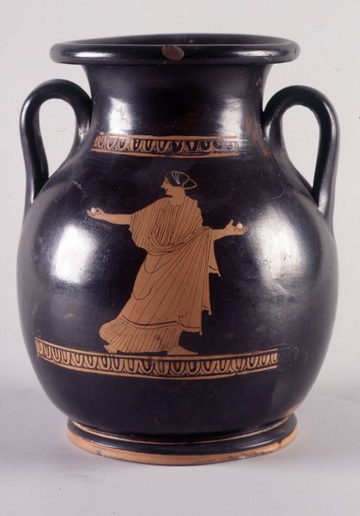 Painting on vase: Representation of Orithye, playing ball, she is the daughter of the king of Athens. It is pursued by Borée represented on the other side of the vase (35250), 440 BC. BNF, Medal Office. av Greek