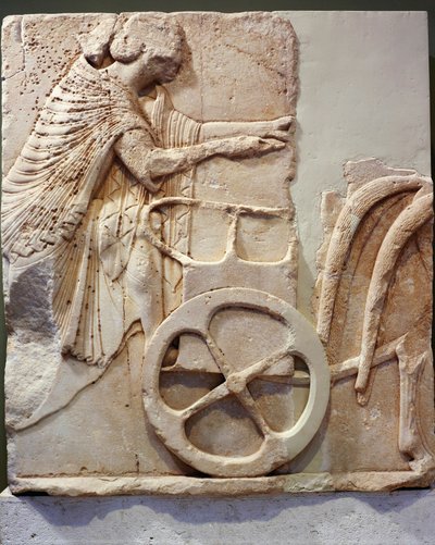Relieff av racer på vognen hans, 520 f.Kr. (marmor) av Greek