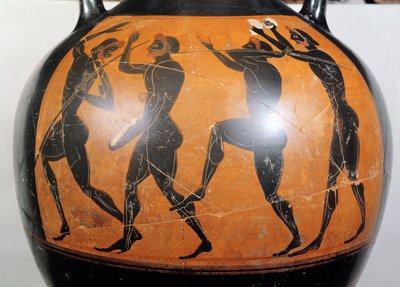 Attic svart-figur amfora som viser idrettsutøvere (keramikk) av Greek School