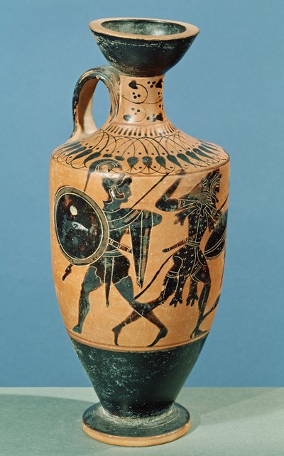 Attic Style Lekythos, som viser Hercules and the Amazons (keramikk) av Greek School