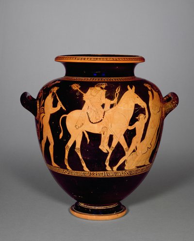 Attic rød-figur stamnos, som viser tilbakekomsten av Hefaistos, fra gruppen av Polygnotus, ca. 440 f.Kr. (keramikk) (se også 293739 og for detaljer se 307551) av Greek School
