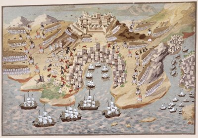 Fugleperspektiv av det vestlige Hellas sentrert om Vonitsa, fra billedhistorien til den greske uavhengighetskrigen av Greek School