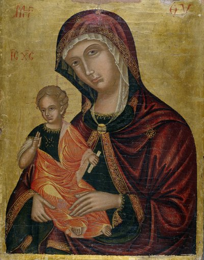 Madonna og barn, ca. 1600 (tempera på sedertre) av Greek School