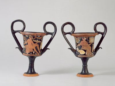 Kantharos med rød figur som viser en ungdom og kantharos som viser en kvinne, ca. 310 f.Kr. (keramikk) av Greek School