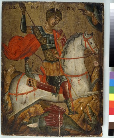 St. George dreper dragen, ikon, kreto-venetiansk skole, av Greek School