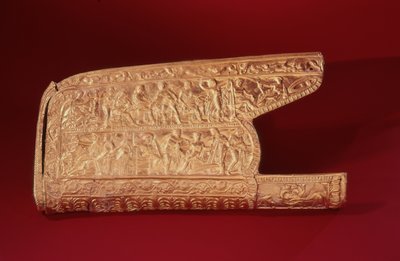 Gorytus med relieffdekor, sent 4.- tidlig 5. århundre f.Kr. (gull) av Greek School