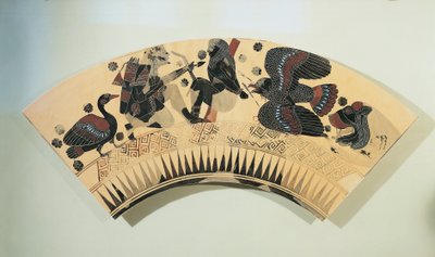Fragment av en vase, som viser Herakles som befrir Prometheus fra hans pine av ørn, keramikk med svarte figurer av Greek School