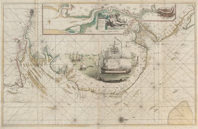 Et kart over østkysten fra Barton, Lincolnshire, til Dover, Kent av Greenvile Collins