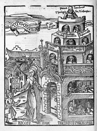 Liberal Arts: Grammar - in "" Philosophical Daisy"" av Gregor Reisch (1467-1525). Bale av Gregor Reisch