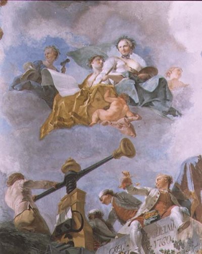Allegoriske figurer, detalj av taket til det store galleriet, 1759-62 av Gregorio Guglielmi