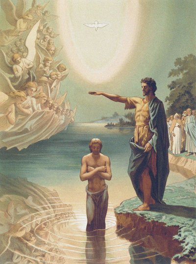 The Baptism of Christ, c.1860 (litho) av Grigori Grigorevich (after) Gagarin