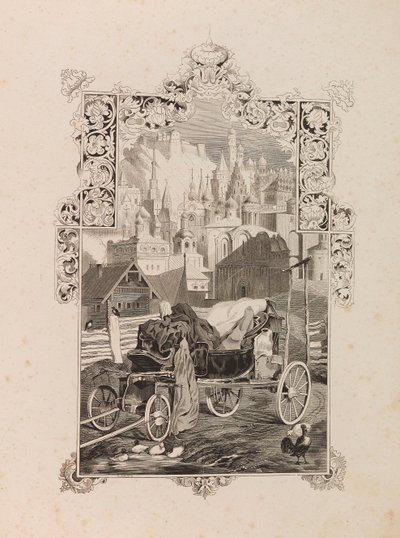 Frontispice til romanen Tarantas The Tarantass av Vladimir Sollogub, 1845. av Grigori Grigorevich Gagarin