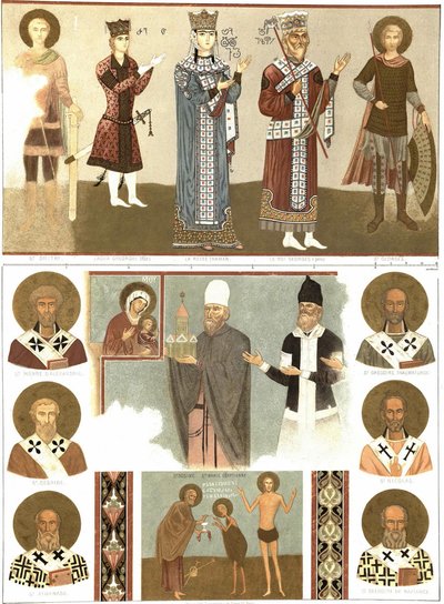 Veggmalerier av Betania-klosteret fra Le Caucase Pittoresque, 1847 av Grigori Grigorevich Gagarin
