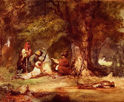 Russiske soldater under de kaukasiske krigene 1817-64 (akvarell på papir) av Grigori Grigorevich Gagarin