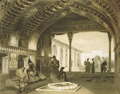 The Hall of Mirrors i Palace of the Sardar of Yerevan, Armenia, plate 17 fra en bok om Kaukasus, gravert av Charles Claude Bachelier og Celestin Francois Nanteuil (1813-73) pub. av Alfred av Grigori Grigorevich Gagarin